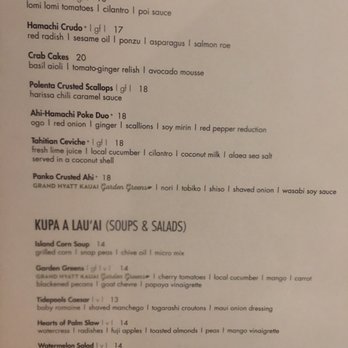 Tidepools - Page one of the menu. - Hawaiian Near Me - Poipu, Hawaii