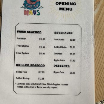 The Shrimp Haus - Opening menu. - Seafood Near Me - New Braunfels, Texas The Shrimp Haus - Opening menu. - Seafood Near Me - New Braunfels, Texas