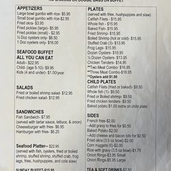 Back Forty Seafood Restaurant - Menu