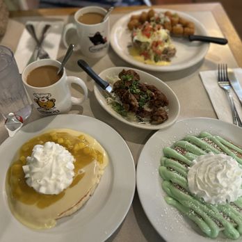 Cinnamon's Restaurant - Single mango chiffon, single Pistachio pancake, side of fried chicken, Kalua Bene 1/2 - Pancakes Near Me - Kailua, Hawaii Cinnamon's Restaurant - Single mango chiffon, single Pistachio pancake, side of fried chicken, Kalua Bene 1/2 - Pancakes Near Me - Kailua, Hawaii