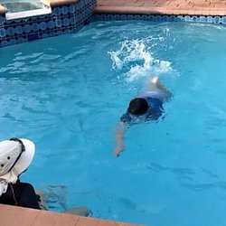 Swimming With Ronit - 5 - Swimming to the ledge by himself