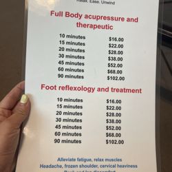 Oasis Massage - Service menu