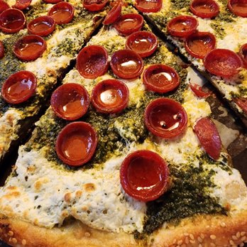 Krispy Pizza - Round Pesto Roni - Pizza Near Me - Brooklyn, New York Krispy Pizza - Round Pesto Roni - Pizza Near Me - Brooklyn, New York