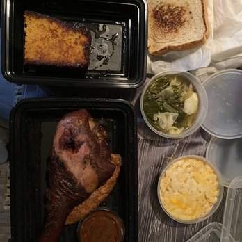 My Father's BBQ - 2 meat plate with Turkey leg, chicken pink, Mac and cheese, toast, corn bread - Southern Near Me - Carson, California My Father's BBQ - 2 meat plate with Turkey leg, chicken pink, Mac and cheese, toast, corn bread - Southern Near Me - Carson, California