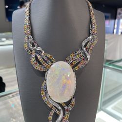 Dixon Jewelers - Beautiful custom made Gia certified Opal and precious gemstone necklace from Dixon Jewelers/Daniel&Co