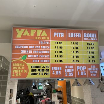 Yaffa Shawarma & Falafel - Menu above the counter - Falafel Near Me - Toronto, Ontario Yaffa Shawarma & Falafel - Menu above the counter - Falafel Near Me - Toronto, Ontario