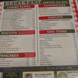 Breakfast menu