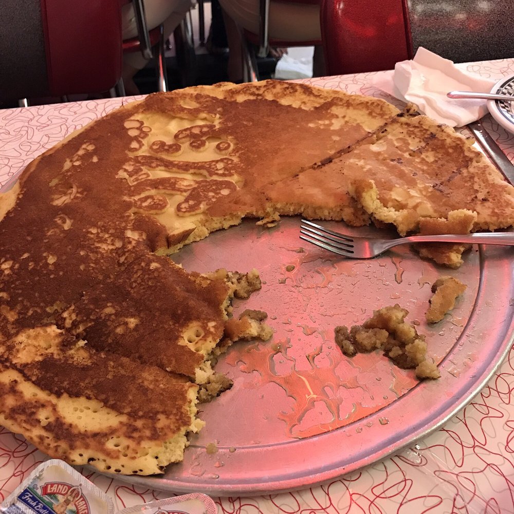 Charlie Parkers - My 9 year old could only eat this much of the 16" pancake! So much fun! He loved it! - Diners Near Me - Springfield, Illinois Charlie Parkers - My 9 year old could only eat this much of the 16" pancake! So much fun! He loved it! - Diners Near Me - Springfield, Illinois