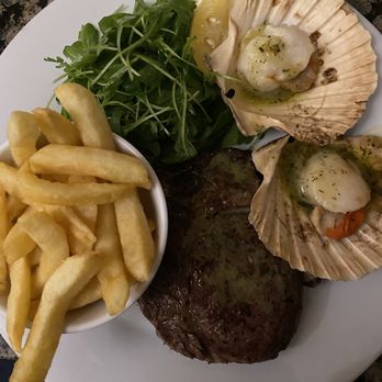 Fishers In The City - Surf and Turf. Ribeye and scallops - Seafood Near Me - Edinburgh, EDH