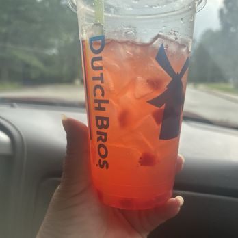Dutch Bros - Peach watermelon strawberry lemonade with real strawberries - Coffee & Tea Near Me - Fayetteville, North Carolina Dutch Bros - Peach watermelon strawberry lemonade with real strawberries - Coffee & Tea Near Me - Fayetteville, North Carolina