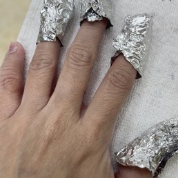 The foil left on my hands after the technician just left me to wait.