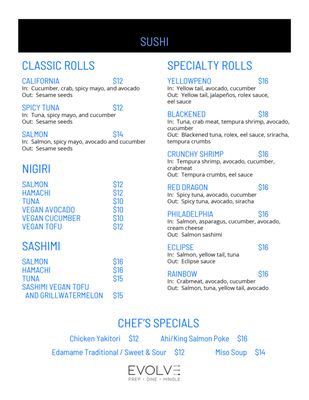 Menu photo 5 Evolve Irvine, CA