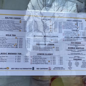Happy Lemon - Menu as of 4/2021 - Bubble Tea Near Me - Berkeley, California