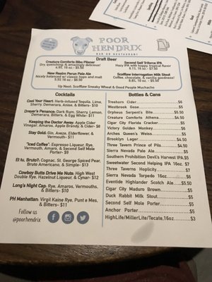 Menu photo 6 Poor Hendrix Atlanta, GA