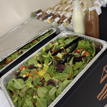 Villa Rivera Café - Large salad tray and bottled dressings - Coffee & Tea Near Me - Salinas, California