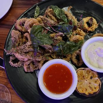 STK Steakhouse Bellevue - Calamari appetizer: slices were kinda thin. Breading held the spices BUT was oily (see other pic). - Steakhouses Near Me - Bellevue, Washington STK Steakhouse Bellevue - Calamari appetizer: slices were kinda thin. Breading held the spices BUT was oily (see other pic). - Steakhouses Near Me - Bellevue, Washington