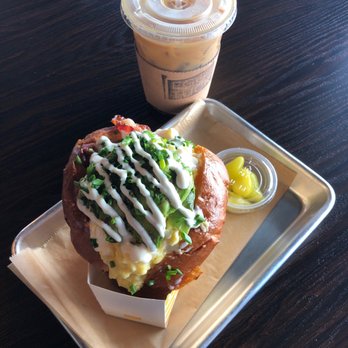 Egg Tuck - Bacon and egg sandwich topped w avocado + new orleans latte - Breakfast & Brunch Near Me - Los Angeles, California Egg Tuck - Bacon and egg sandwich topped w avocado + new orleans latte - Breakfast & Brunch Near Me - Los Angeles, California