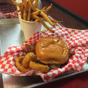 Burger Bros - Bacon cheeseburger. Onion rings and spuds. - Burgers Near Me - Towson, Maryland Burger Bros - Bacon cheeseburger. Onion rings and spuds. - Burgers Near Me - Towson, Maryland