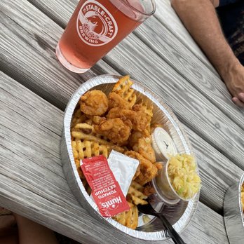 Stable Craft Brewing - watermelon cider and shrimp basket - Farms Near Me - Waynesboro, Virginia