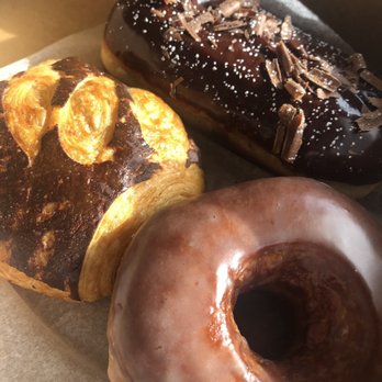 Confectionery Designs - Chocolate croissant, vanilla glazed, Boston Cream long john - Donuts Near Me - Rehoboth, Massachusetts