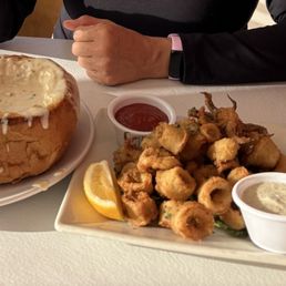 Clam Chowder in a Sourdough Bread Bowl ,Margherita Clam Chowder in a Sourdough Bread Bowl ,Margherita