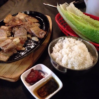 Soo Cafe - Samgyubsal (black belly pork), with rice and sauces. Very good! - Korean Near Me - Raleigh, North Carolina Soo Cafe - Samgyubsal (black belly pork), with rice and sauces. Very good! - Korean Near Me - Raleigh, North Carolina