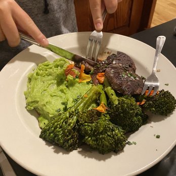 Ole Store Restaurant - Escarole potato mash with flank steak and broccoli - New American Near Me - Northfield, Minnesota