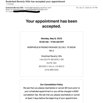 Snatched Beverly Hills - booking confirmation with package - Medical Spas Near Me - Beverly Hills, California Snatched Beverly Hills - booking confirmation with package - Medical Spas Near Me - Beverly Hills, California