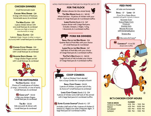 Menu photo 1 BC's Chicken Coop Webster, NY