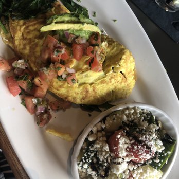Cazzy's Corner Grill - Chef's omelette and cucumber and goat cheese salad - American Near Me - Knoxville, Tennessee