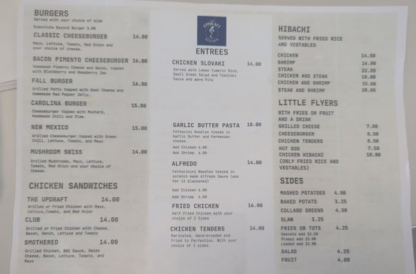 Menu photo 1 The Updraft Kitchen Mount Airy, NC