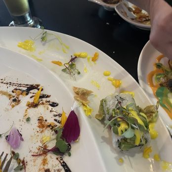 Sushi Mo - Not fish on top, suuppper thin fish, covered in flowers but barely any fish ;( - Sushi Bars Near Me - Vancouver, Washington