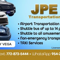 Transportation Taxi From treasure Coast to anywhere in Florida Groups of up to 14 passengers Theme parks, wedding/ church groups, etc..