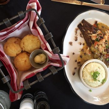 Moonshine Grill - Cornbread and catfish with grits!! - Southern Near Me - Austin, Texas