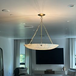 Lampshade Specialties - Alabaster bowl chandelier w/ hardware + chain from Lampshade Specialties