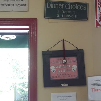Stepping Stone Cafe - "There will be a $5 charge for whining. $10 for being a real pain in the butt"....seriously. - American Near Me - Portland, Oregon Stepping Stone Cafe - "There will be a $5 charge for whining. $10 for being a real pain in the butt"....seriously. - American Near Me - Portland, Oregon