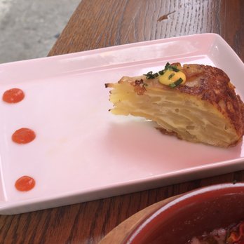 Amada - Tortilla Española appetizer (salsa brava, saffron aioli) - Tapas Bars Near Me - Philadelphia, Pennsylvania Amada - Tortilla Española appetizer (salsa brava, saffron aioli) - Tapas Bars Near Me - Philadelphia, Pennsylvania