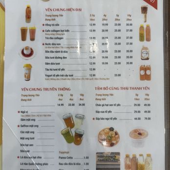 Thái Thanh Yến - A whole menu of bird's nest drinks!! - Tea Rooms Near Me - Houston, Texas Thái Thanh Yến - A whole menu of bird's nest drinks!! - Tea Rooms Near Me - Houston, Texas