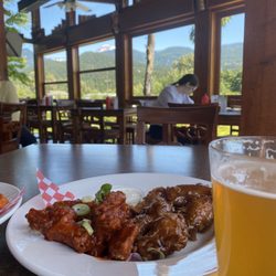 Shady Tree Neighborhood Pub - Buffalo and honey garlic wings, left to right.