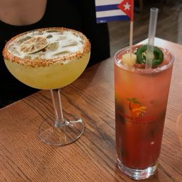 Spicy mojito with strawberry and a margarita