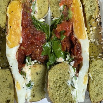 Proper Bagel - Avocado & Egg sandwich on spinach everything bagel - Bagels Near Me - Nashville, Tennessee Proper Bagel - Avocado & Egg sandwich on spinach everything bagel - Bagels Near Me - Nashville, Tennessee
