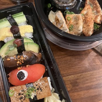 Nori - Gyoza and nigiri sampler - Vegan Near Me - Austin, Texas Nori - Gyoza and nigiri sampler - Vegan Near Me - Austin, Texas
