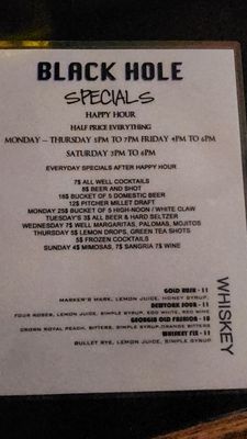 Menu photo 5 Black Hole Bar Chicago, IL