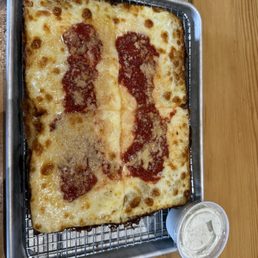Detroit style pizza and ranch Detroit style pizza and ranch