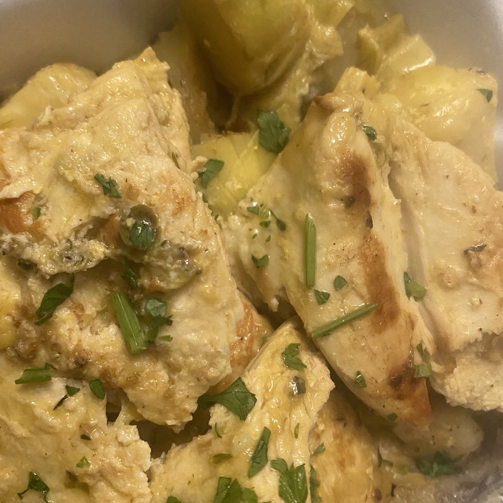 Ardiana’s Restaurant - Chicken Lemonato: Close up in better lighting. I wish you could taste this for yourself! Truly fantastic dish! Tastebuds dancing now! - American Near Me - Novi, Michigan
