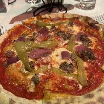 Bigalora Wood Fired Cucina - Bacco Sausage Pizza - Italian Near Me - Ann Arbor, Michigan