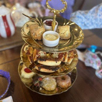 The Dollhouse Tearoom - three tiered trays of pastries - Tea Rooms Near Me - Seguin, Texas