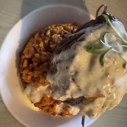 Kseros Fusion Caribeña - Churrasco salsa en queso mofongo y arroz