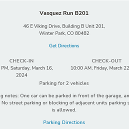 Email stating parking showing usage of garage