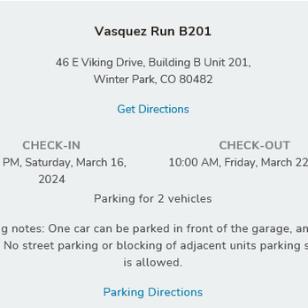 vacasa - Email stating parking showing usage of garage - Vacation Rentals Near Me